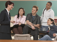 Counselor with students